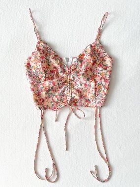 Princess Polly Pink Multi Floral Drawstring Crop Cami